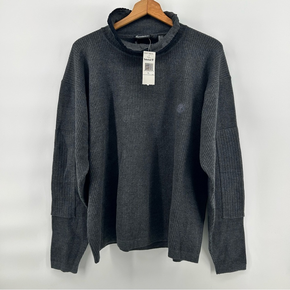 Timberland Performance Sweater Mens XL Ribbed Pullover‎ Elbow Patches Logo NWT